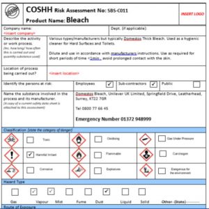 COSHH Risk Assessment - Bleach